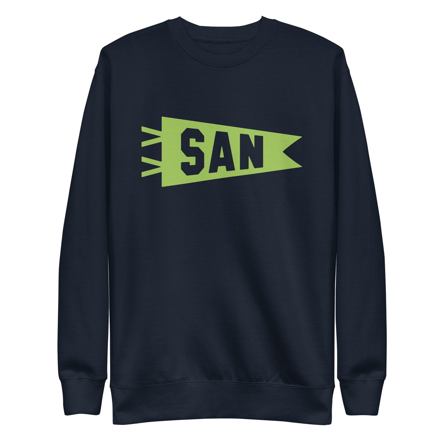 Airport Code Premium Sweatshirt - Green Graphic • SAN San Diego • YHM Designs - Image 01