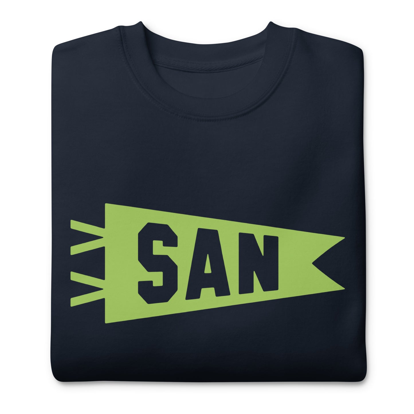 Airport Code Premium Sweatshirt - Green Graphic • SAN San Diego • YHM Designs - Image 03