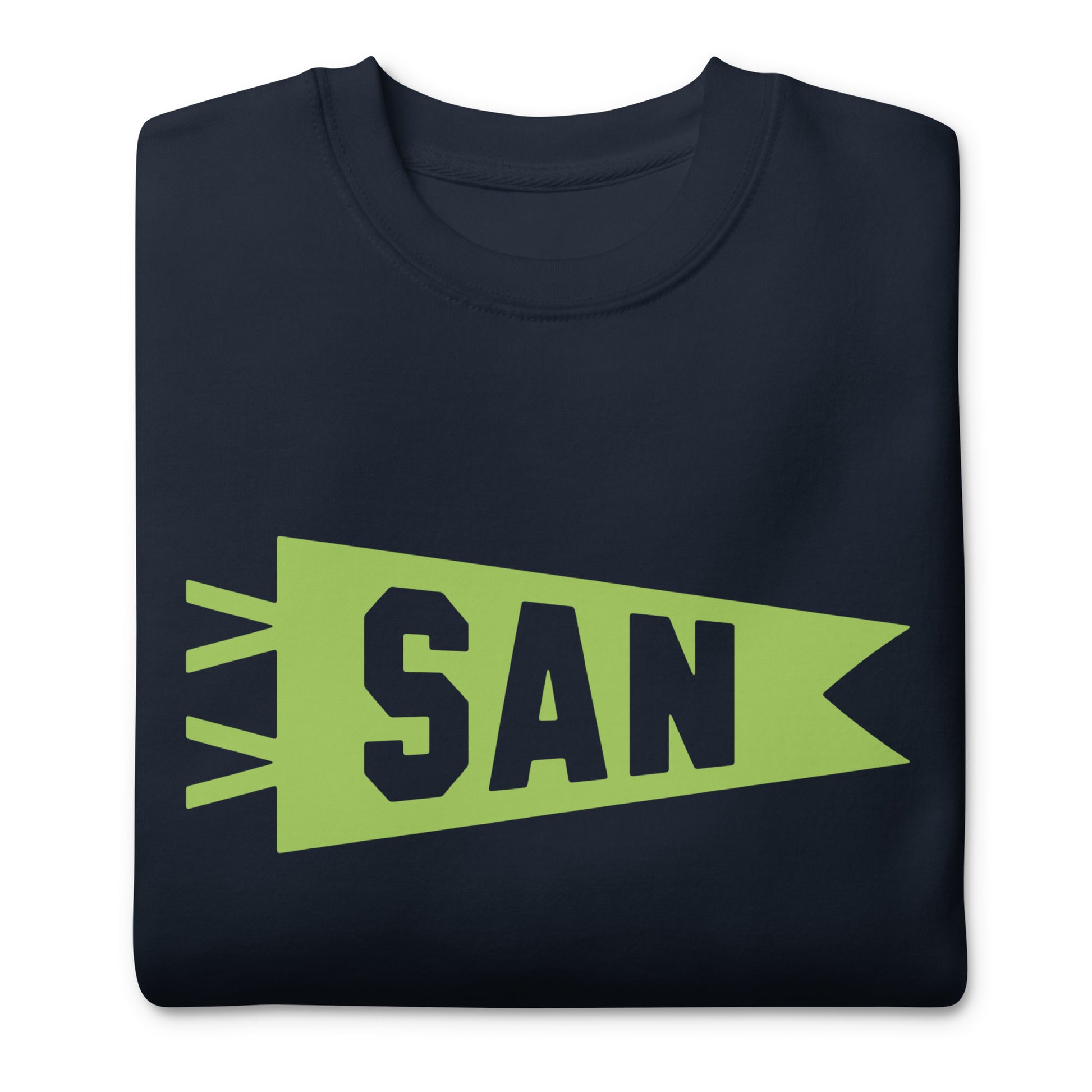 Airport Code Premium Sweatshirt - Green Graphic • SAN San Diego • YHM Designs - Image 03