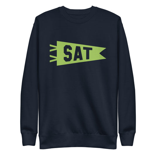 Airport Code Premium Sweatshirt - Green Graphic • SAT San Antonio • YHM Designs - Image 01
