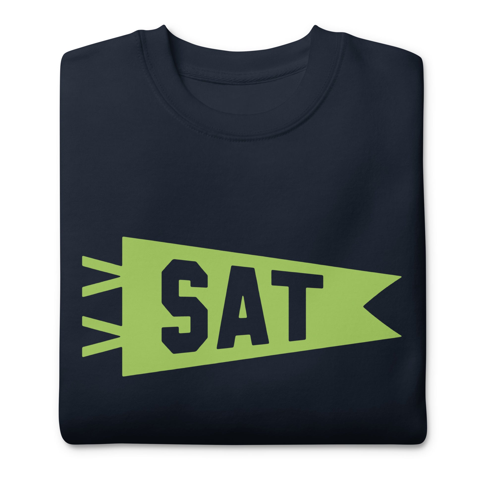 Airport Code Premium Sweatshirt - Green Graphic • SAT San Antonio • YHM Designs - Image 03