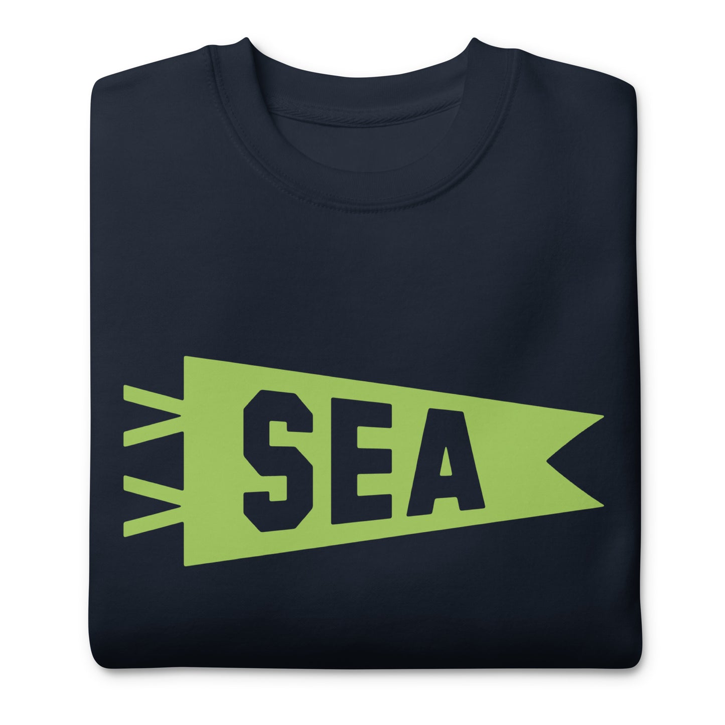 Airport Code Premium Sweatshirt - Green Graphic • SEA Seattle • YHM Designs - Image 03