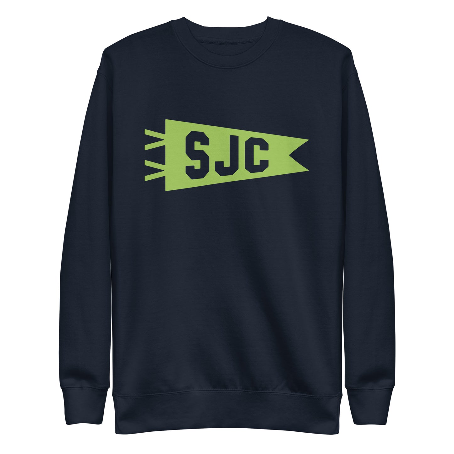 SJC San Jose Premium Sweatshirt • Banner Design in Green • YHM Designs - Image 01
