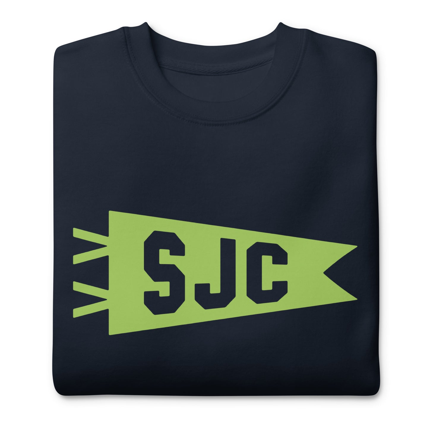 SJC San Jose Premium Sweatshirt • Banner Design in Green • YHM Designs - Image 03