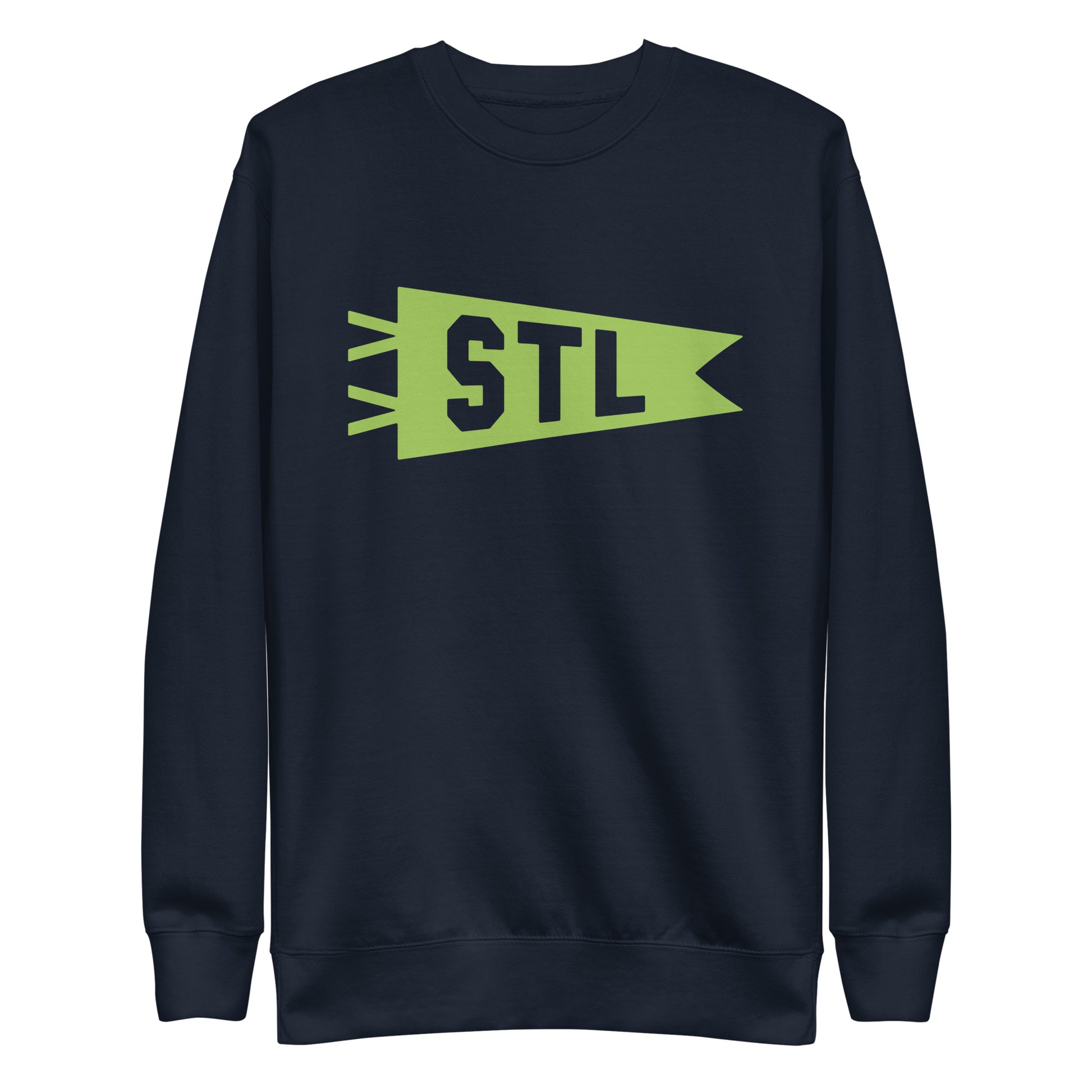 Airport Code Premium Sweatshirt - Green Graphic • STL St. Louis • YHM Designs - Image 01