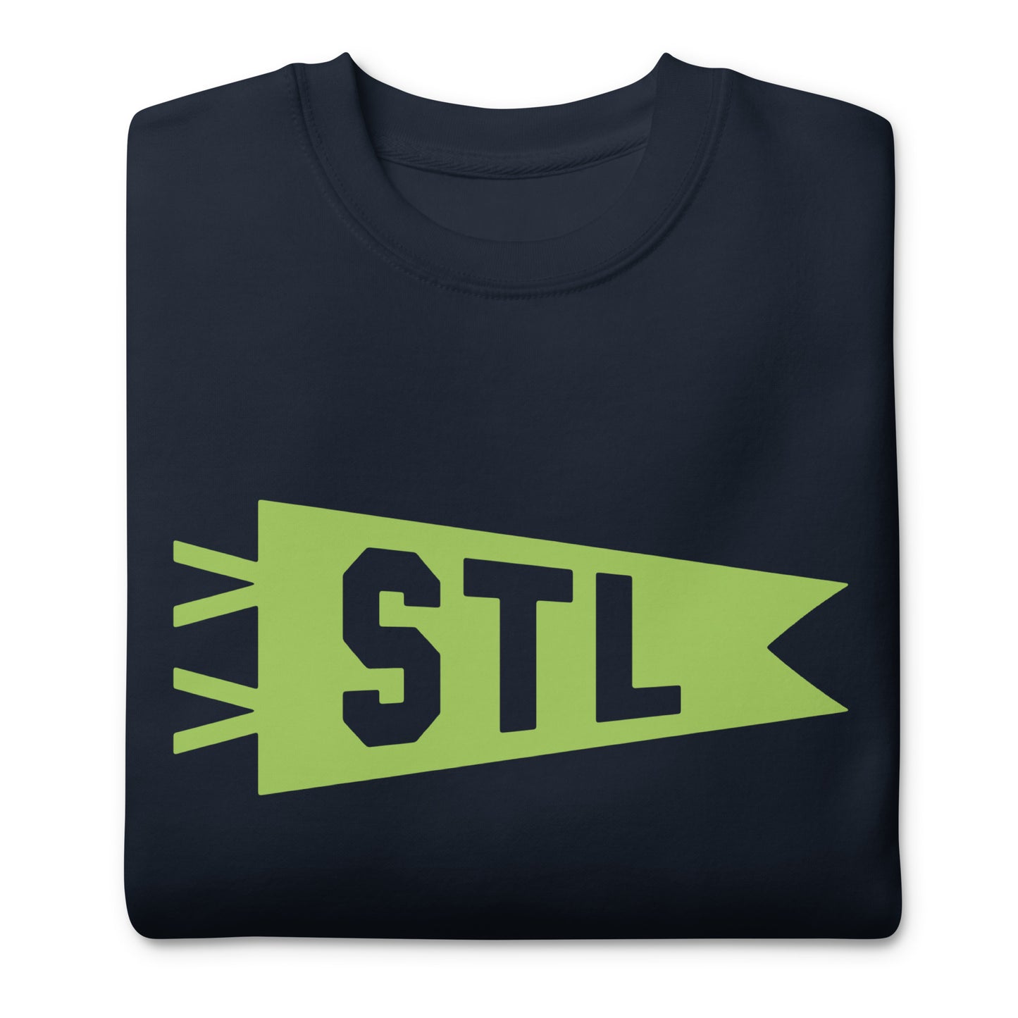 Airport Code Premium Sweatshirt - Green Graphic • STL St. Louis • YHM Designs - Image 03