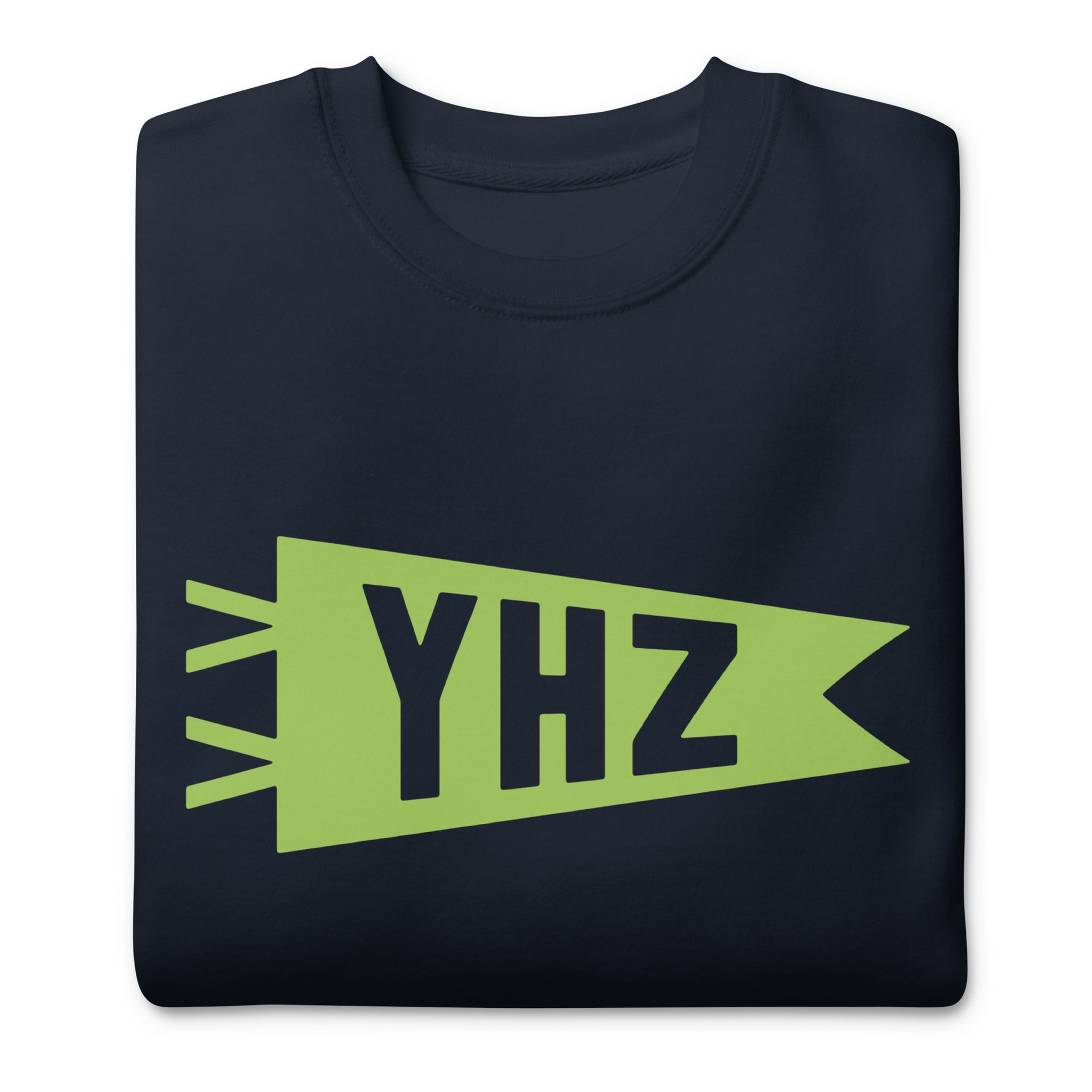 Airport Code Premium Sweatshirt - Green Graphic • YHZ Halifax • YHM Designs - Image 03