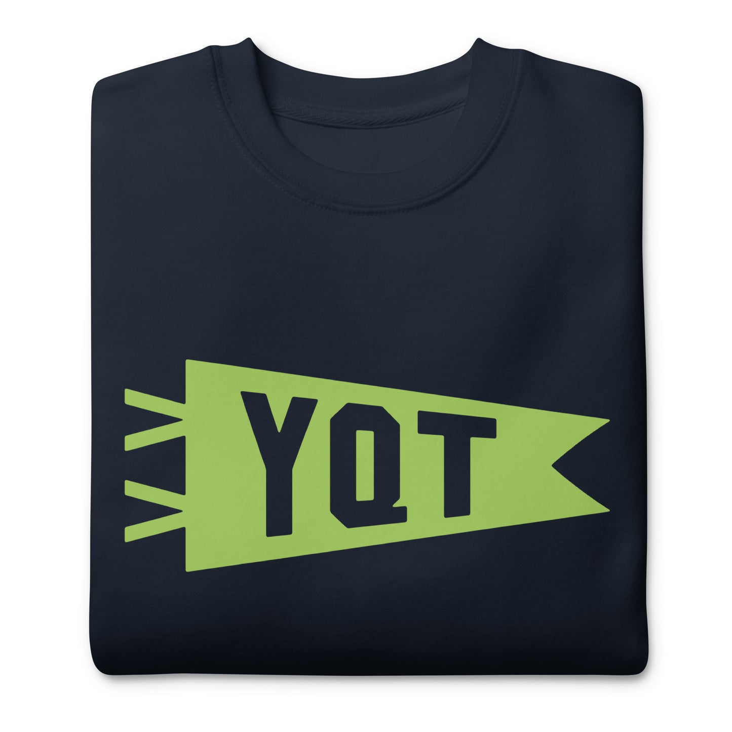 Airport Code Premium Sweatshirt - Green Graphic • YQT Thunder Bay • YHM Designs - Image 03