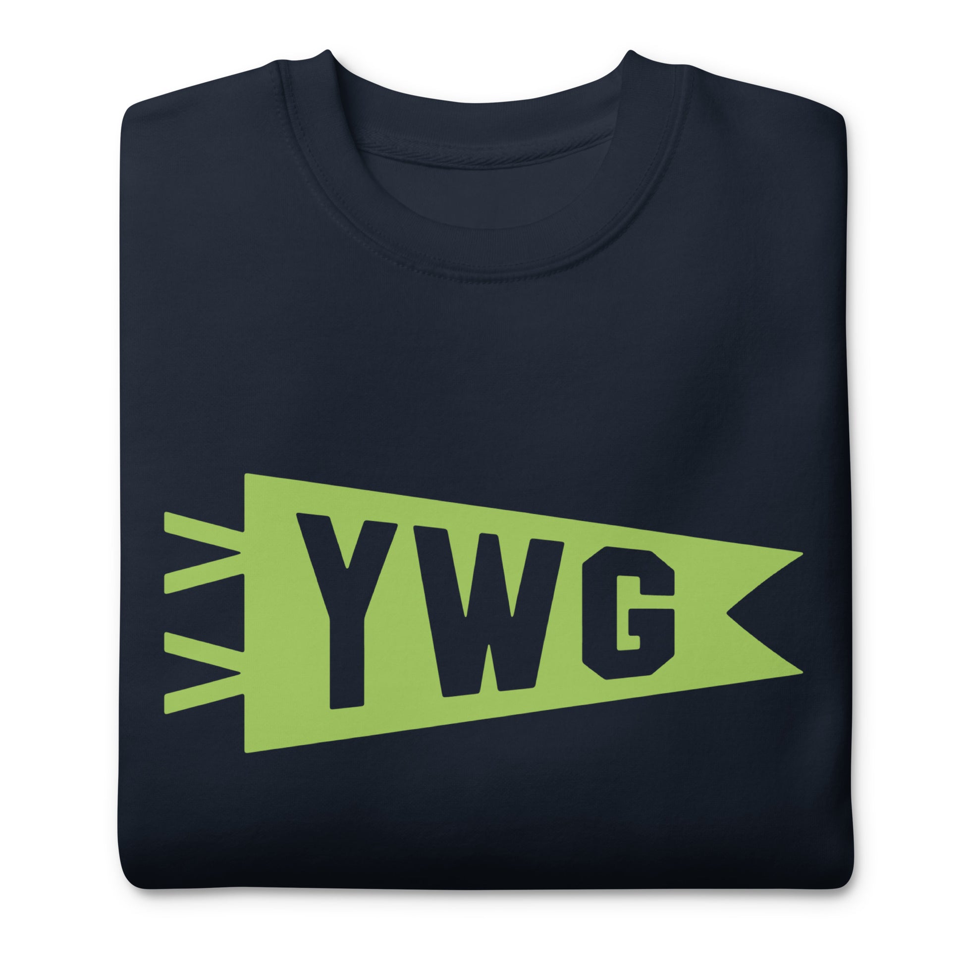 Airport Code Premium Sweatshirt - Green Graphic • YWG Winnipeg • YHM Designs - Image 03