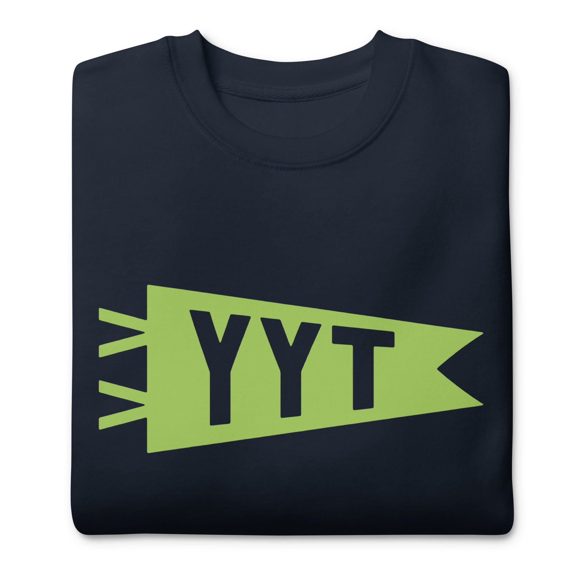 Airport Code Premium Sweatshirt - Green Graphic • YYT St. John's • YHM Designs - Image 03