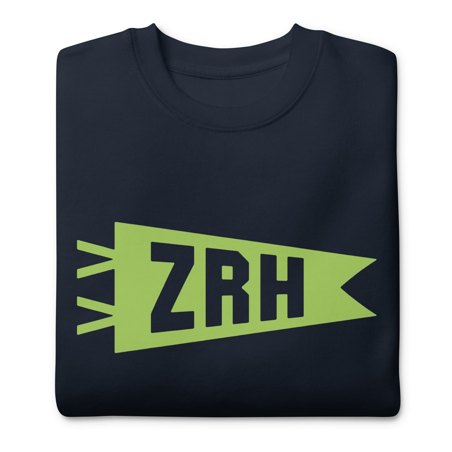 Airport Code Premium Sweatshirt - Green Graphic • ZRH Zurich • YHM Designs - Image 03