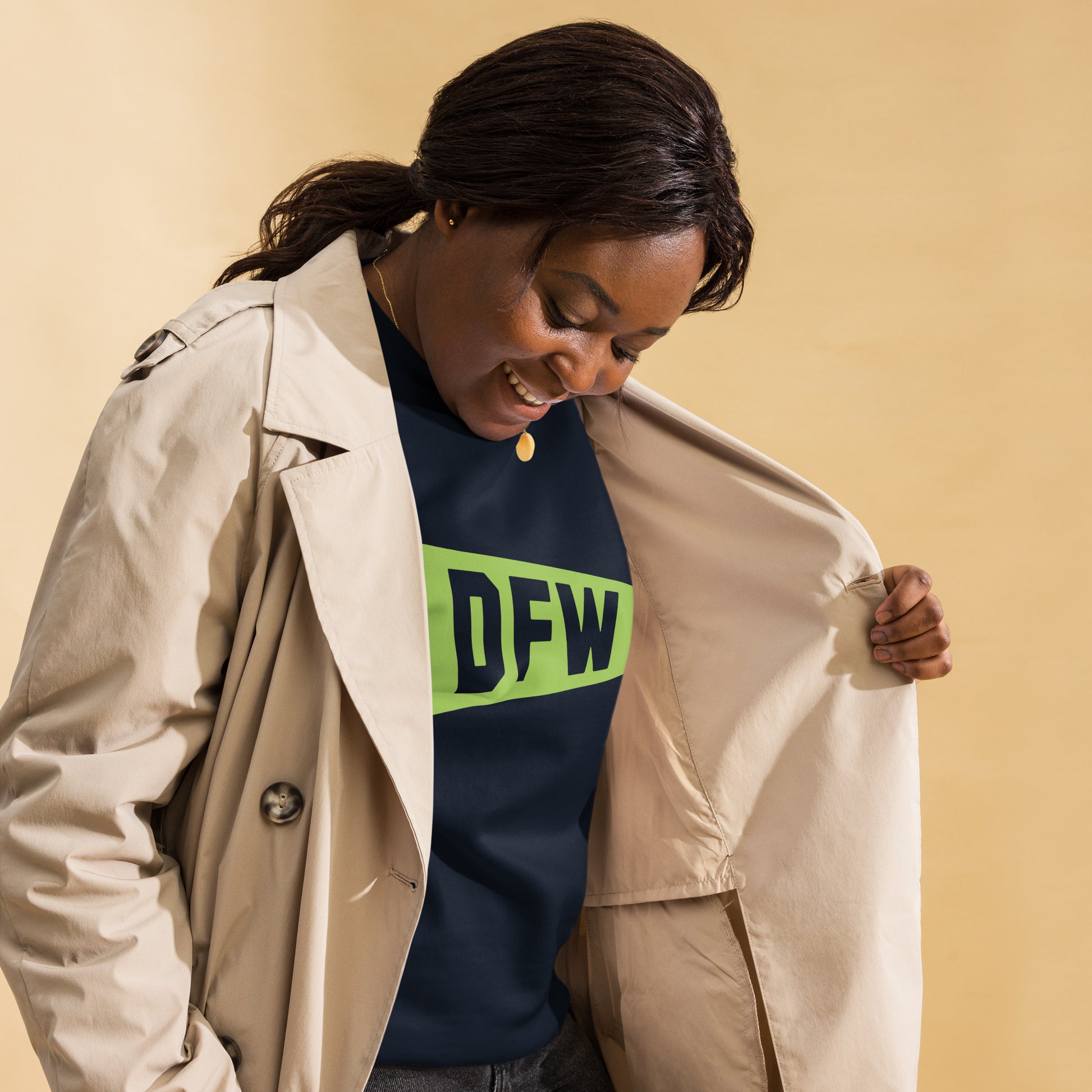 Airport Code Premium Sweatshirt - Green Graphic • DFW Dallas • YHM Designs - Image 05