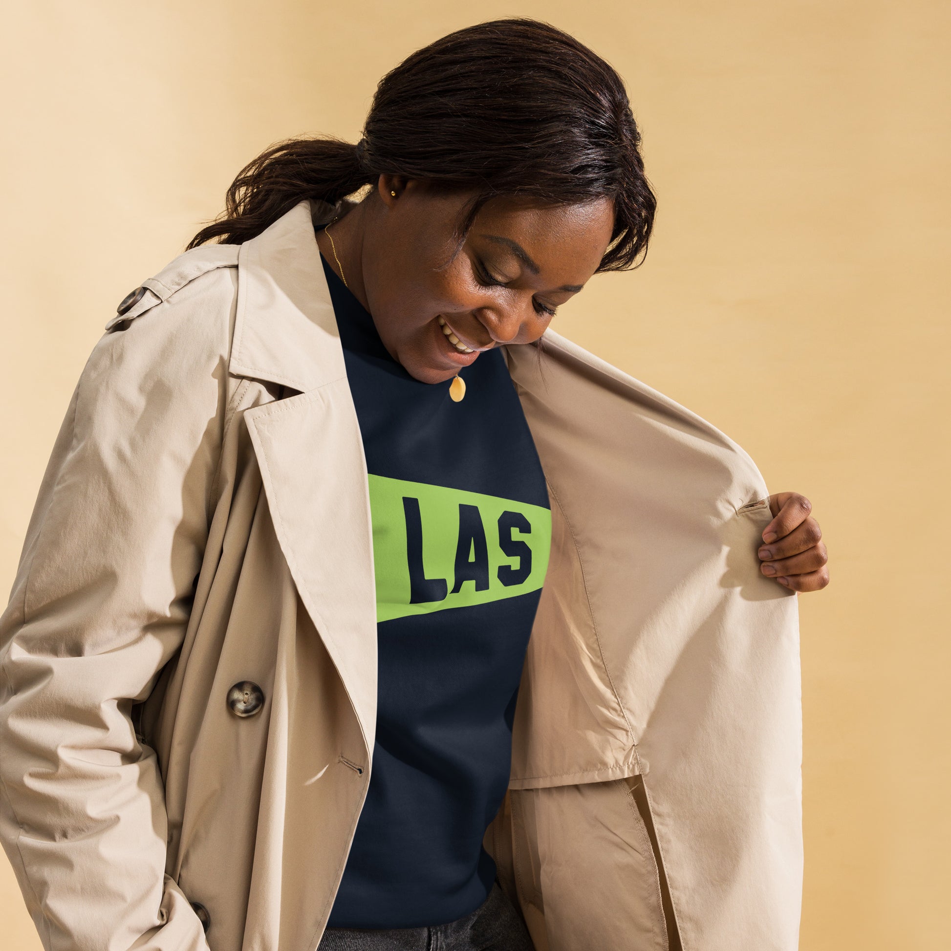 Airport Code Premium Sweatshirt - Green Graphic • LAS Las Vegas • YHM Designs - Image 05