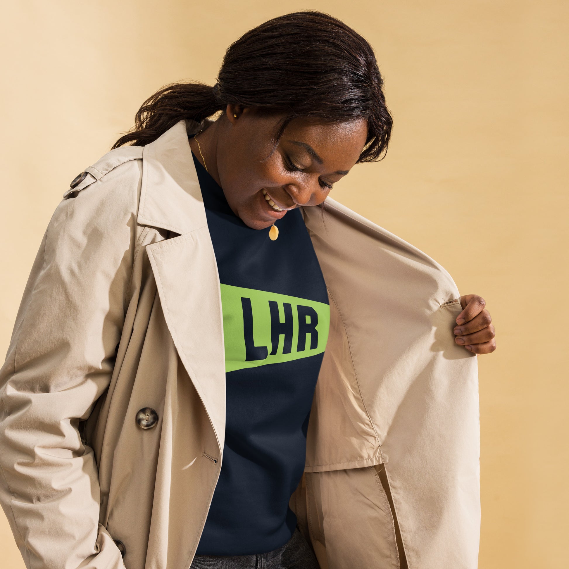 Airport Code Premium Sweatshirt - Green Graphic • LHR London • YHM Designs - Image 05