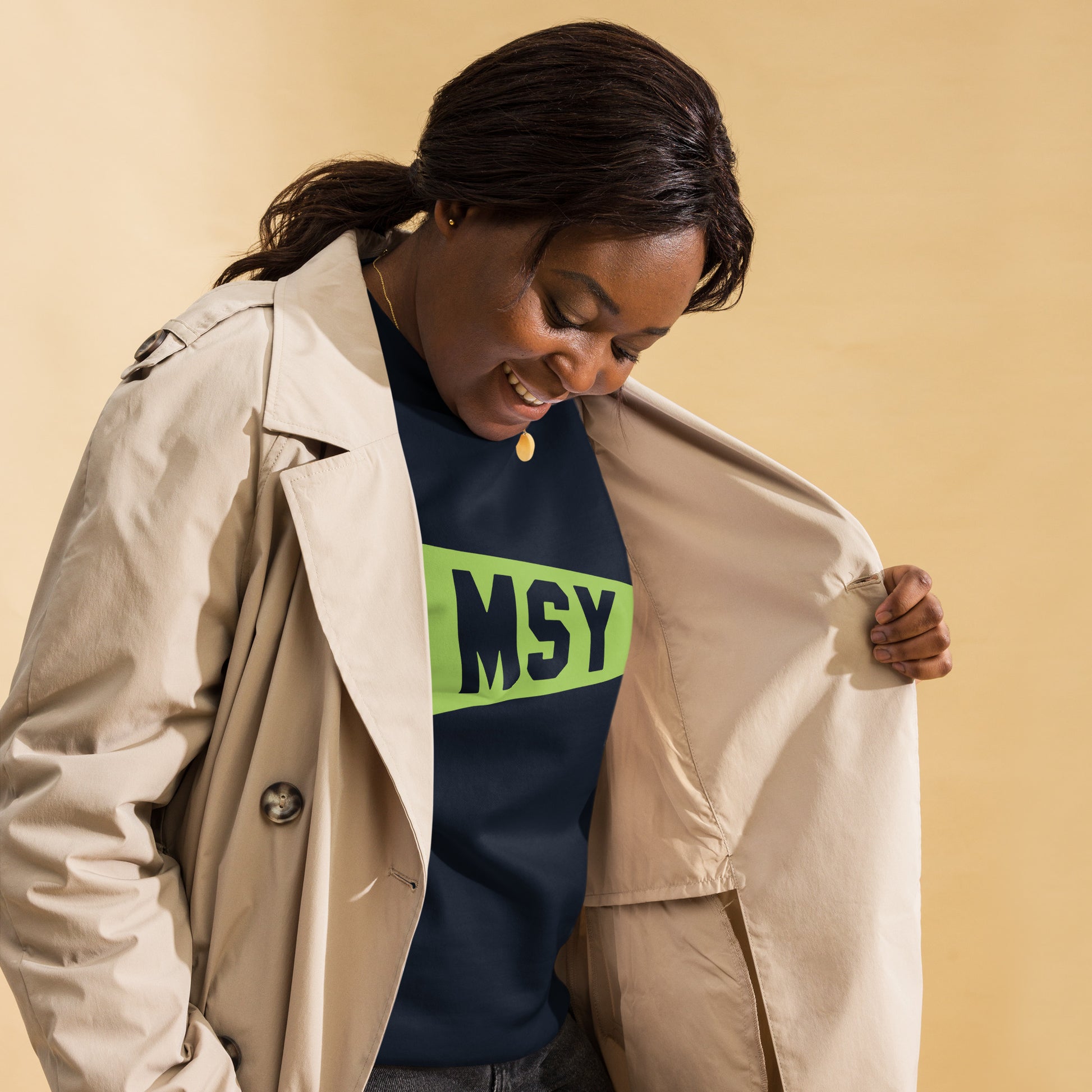 Airport Code Premium Sweatshirt - Green Graphic • MSY New Orleans • YHM Designs - Image 05