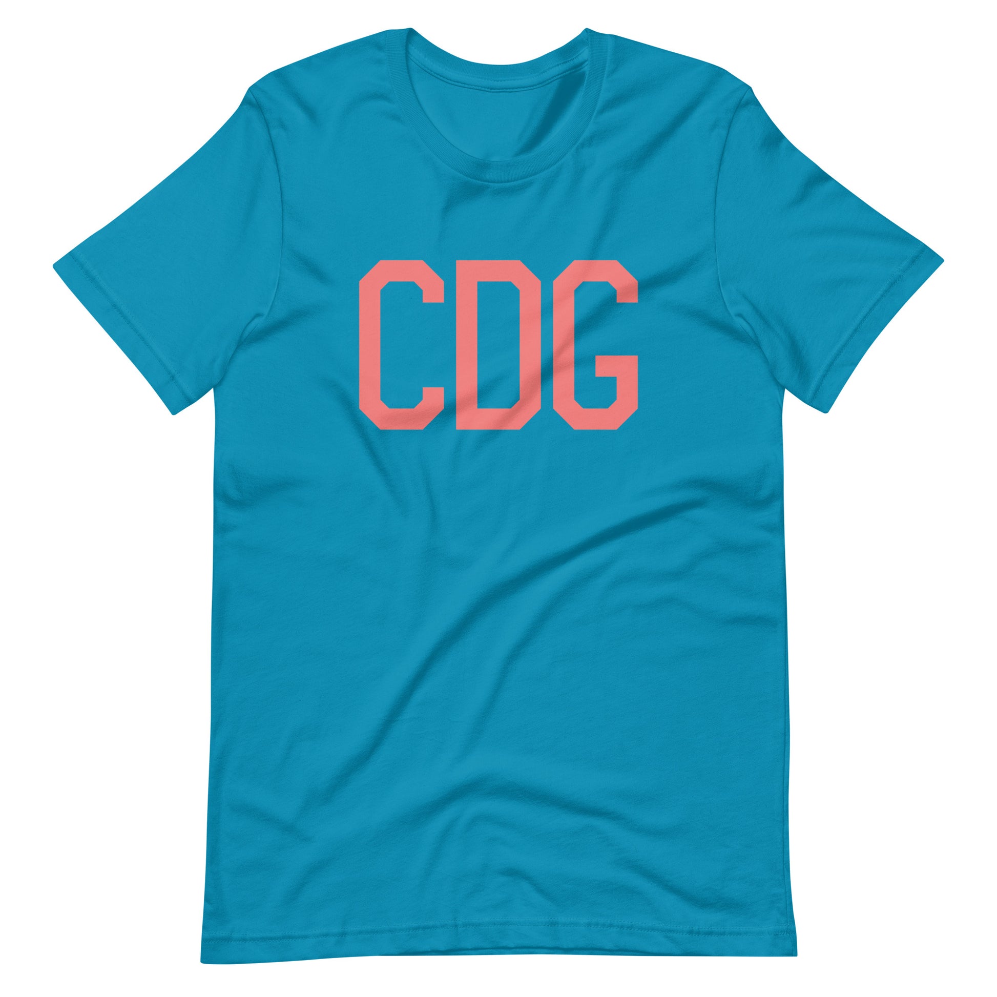 CDG Paris Unisex T-Shirt • Air Force Lettering in Salmon Pink • YHM Designs - Image 02