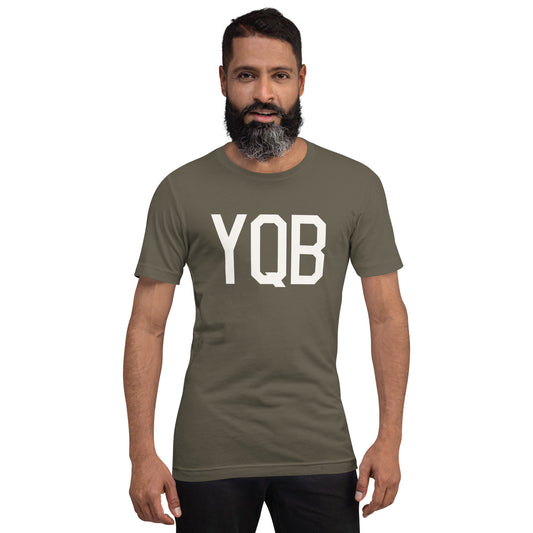 Airport Code T-Shirt - White Graphic • YQB Quebec City • YHM Designs - Image 01