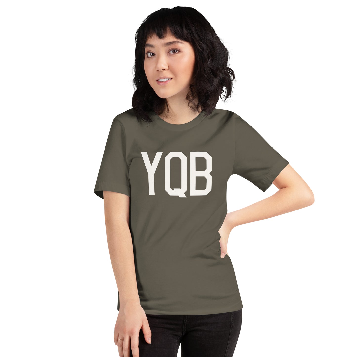 Airport Code T-Shirt - White Graphic • YQB Quebec City • YHM Designs - Image 05