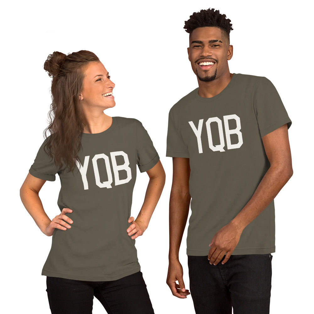 Airport Code T-Shirt - White Graphic • YQB Quebec City • YHM Designs - Image 06