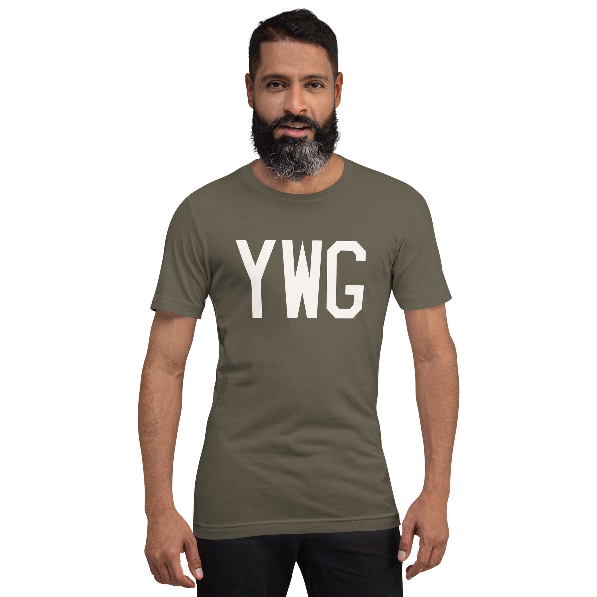 Airport Code T-Shirt - White Graphic • YWG Winnipeg • YHM Designs - Image 01