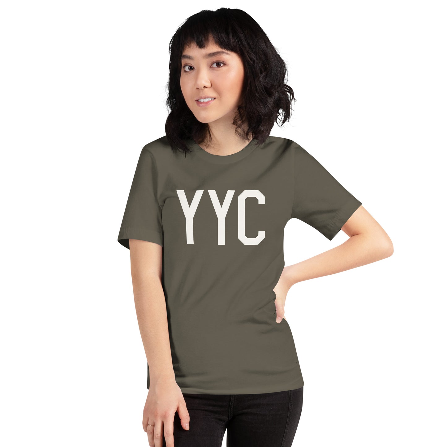 Airport Code T-Shirt - White Graphic • YYC Calgary • YHM Designs - Image 05