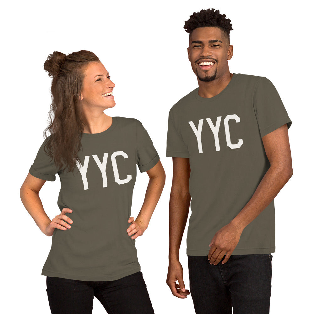 Airport Code T-Shirt - White Graphic • YYC Calgary • YHM Designs - Image 06