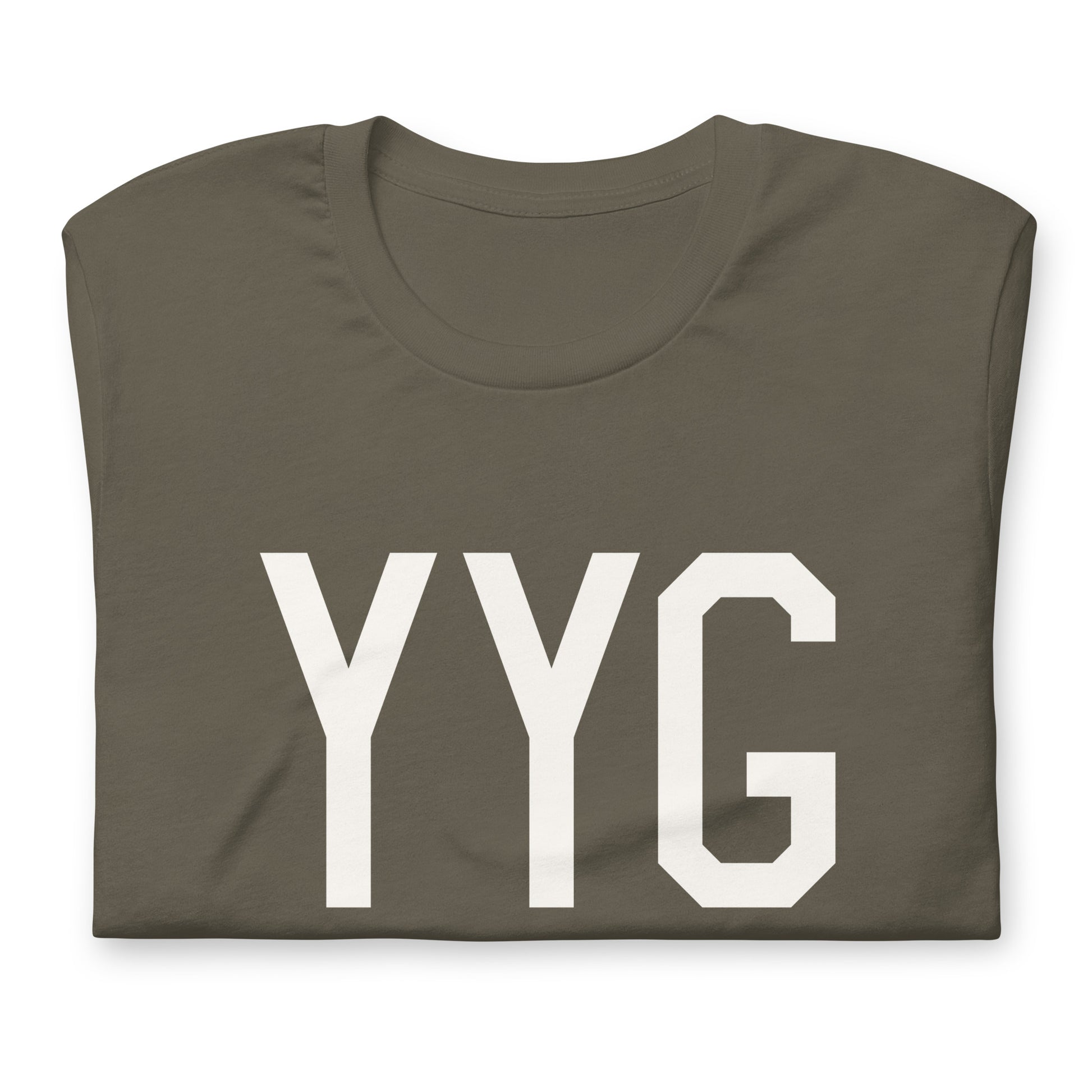 Airport Code T-Shirt - White Graphic • YYG Charlottetown • YHM Designs - Image 03