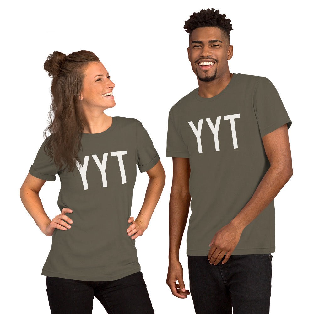 Airport Code T-Shirt - White Graphic • YYT St. John's • YHM Designs - Image 06