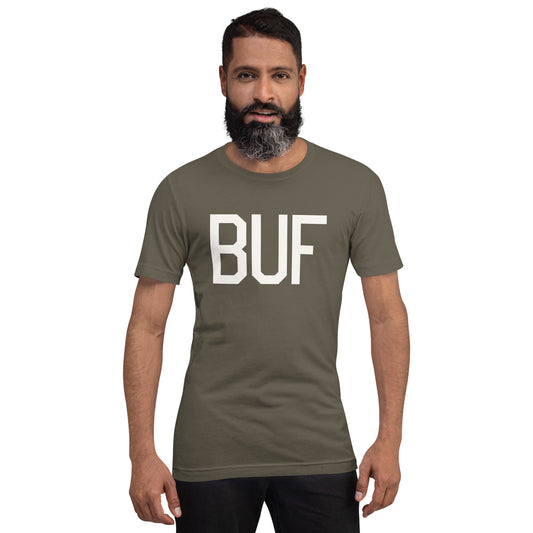 Airport Code T-Shirt - White Graphic • BUF Buffalo • YHM Designs - Image 01