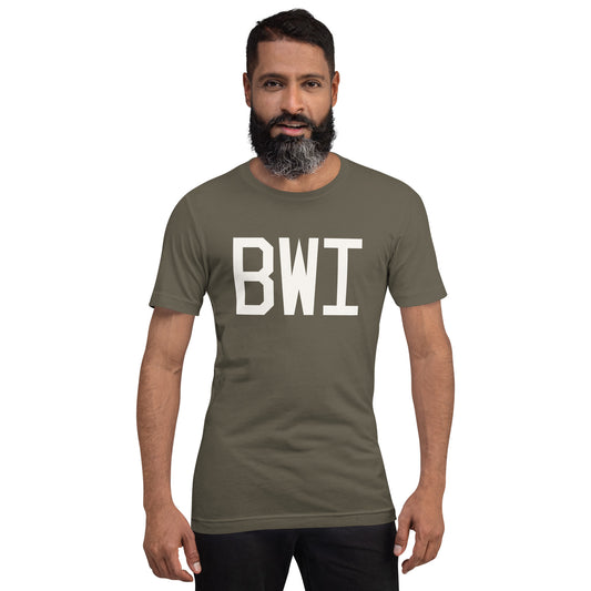 Airport Code T-Shirt - White Graphic • BWI Baltimore • YHM Designs - Image 01