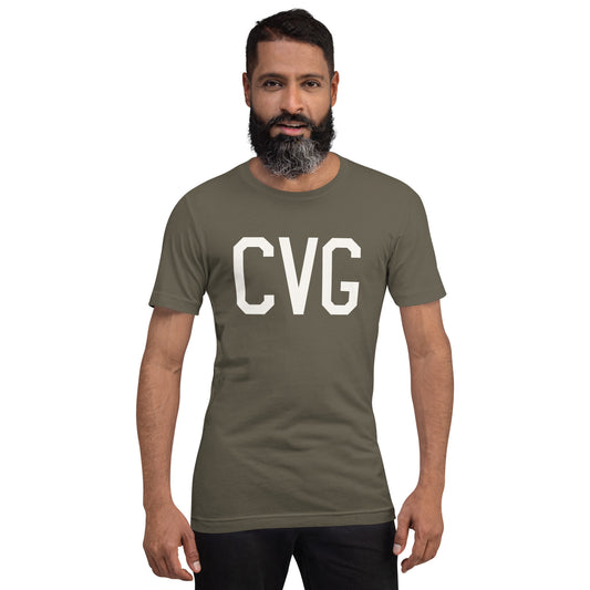 Airport Code T-Shirt - White Graphic • CVG Cincinnati • YHM Designs - Image 01