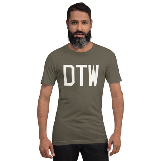 Airport Code T-Shirt - White Graphic • DTW Detroit • YHM Designs - Image 01