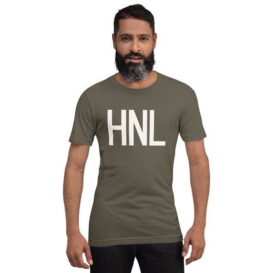 Airport Code T-Shirt - White Graphic • HNL Honolulu • YHM Designs - Image 01
