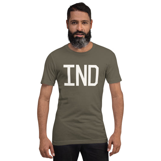 Airport Code T-Shirt - White Graphic • IND Indianapolis • YHM Designs - Image 01
