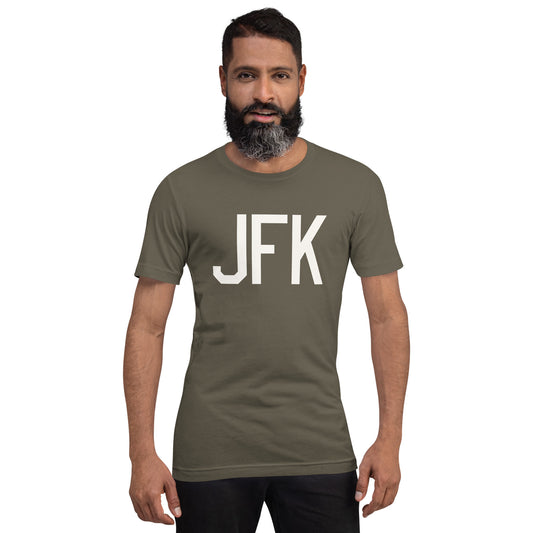 Airport Code T-Shirt - White Graphic • JFK New York City • YHM Designs - Image 01