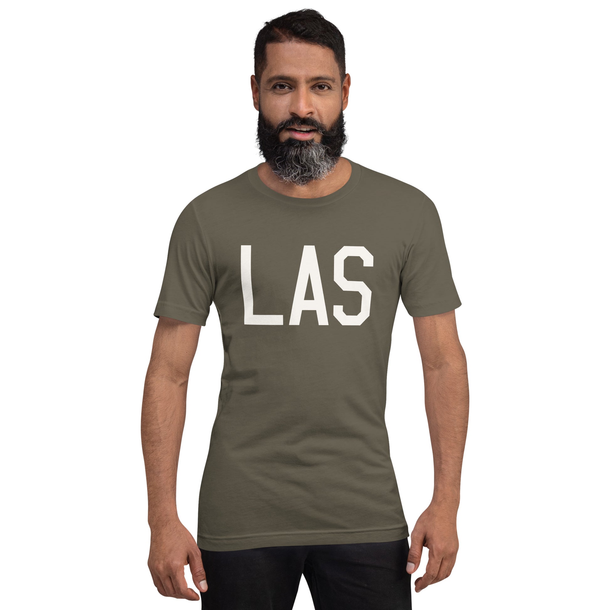 Airport Code T-Shirt - White Graphic • LAS Las Vegas • YHM Designs - Image 01
