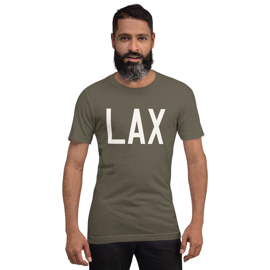 Airport Code T-Shirt - White Graphic • LAX Los Angeles • YHM Designs - Image 01