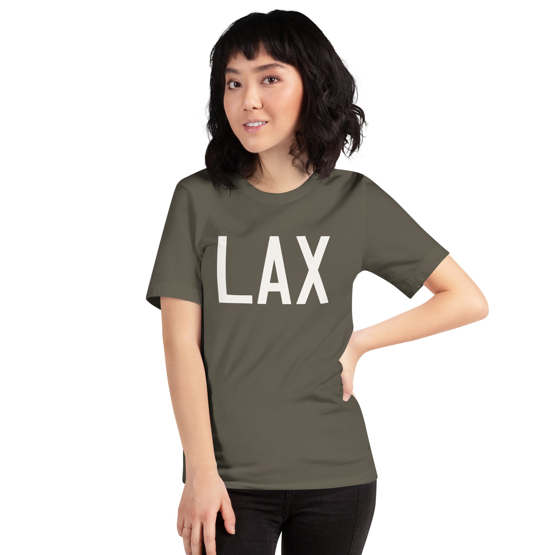 Airport Code T-Shirt - White Graphic • LAX Los Angeles • YHM Designs - Image 05