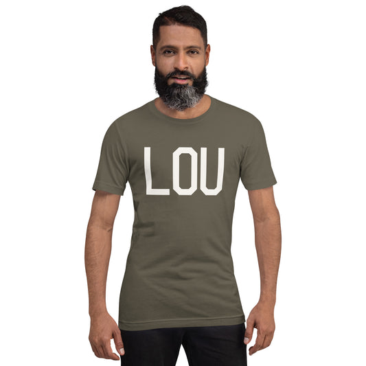 Airport Code T-Shirt - White Graphic • LOU Louisville • YHM Designs - Image 01