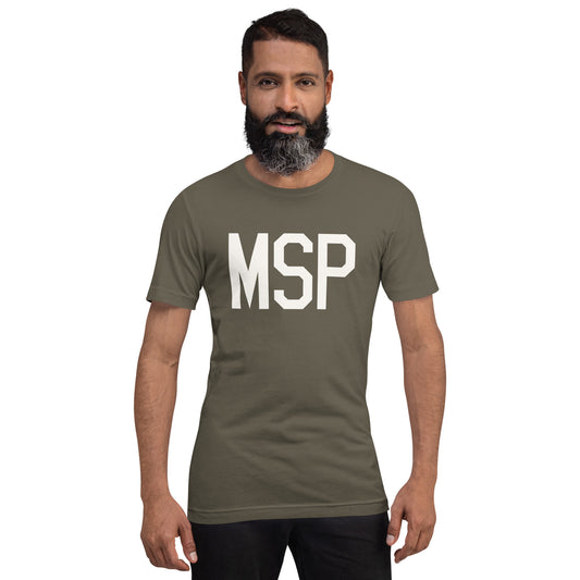 Airport Code T-Shirt - White Graphic • MSP Minneapolis • YHM Designs - Image 01