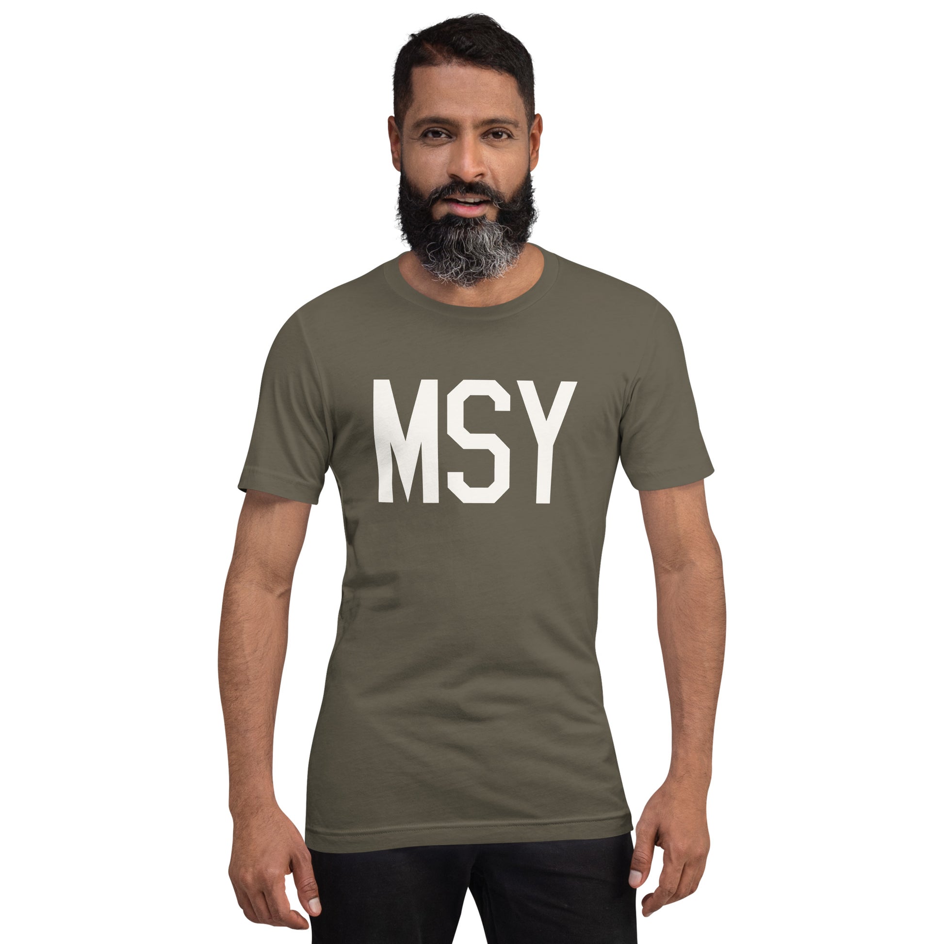 Airport Code T-Shirt - White Graphic • MSY New Orleans • YHM Designs - Image 01