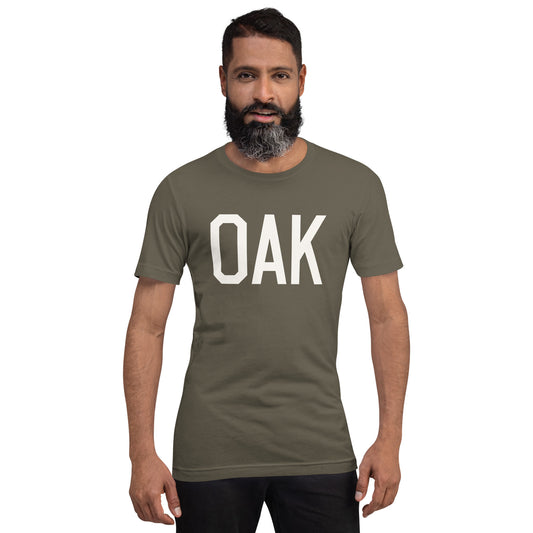 Airport Code T-Shirt - White Graphic • OAK Oakland • YHM Designs - Image 01