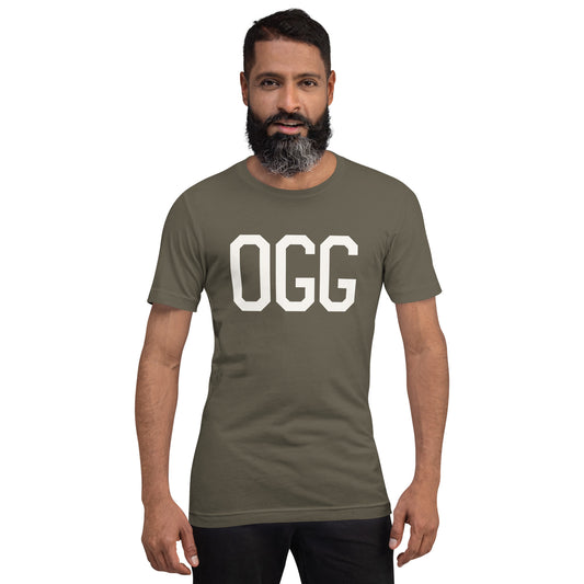 Airport Code T-Shirt - White Graphic • OGG Maui • YHM Designs - Image 01