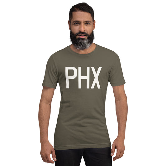 Airport Code T-Shirt - White Graphic • PHX Phoenix • YHM Designs - Image 01