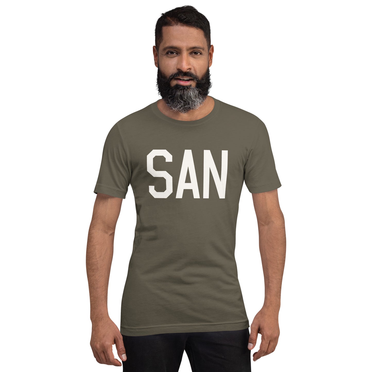 Airport Code T-Shirt - White Graphic • SAN San Diego • YHM Designs - Image 01