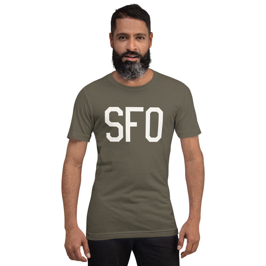 Airport Code T-Shirt - White Graphic • SFO San Francisco • YHM Designs - Image 01