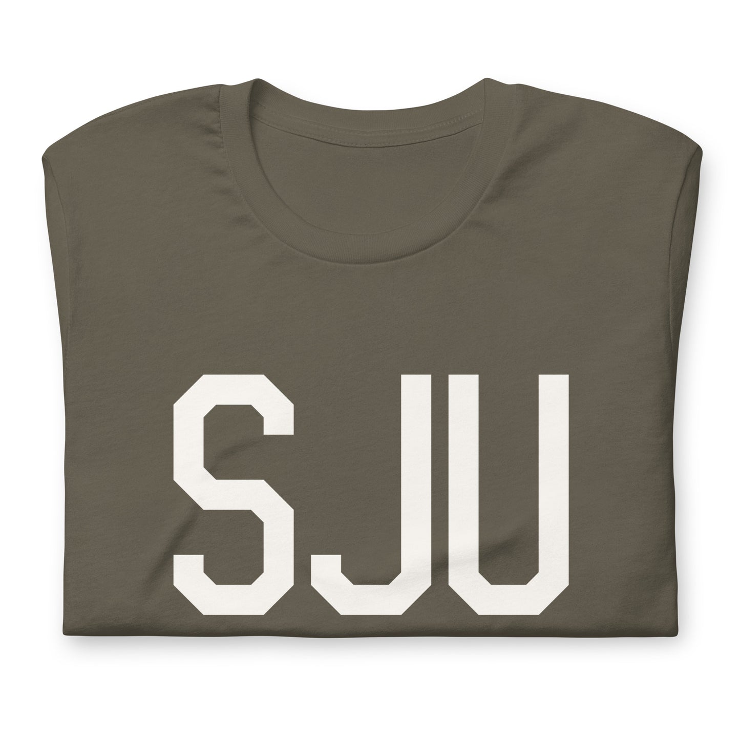 Airport Code T-Shirt - White Graphic • SJU San Juan • YHM Designs - Image 03