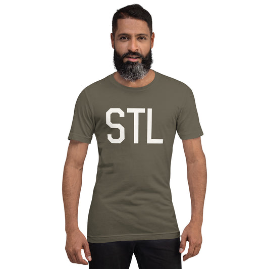 Airport Code T-Shirt - White Graphic • STL St. Louis • YHM Designs - Image 01