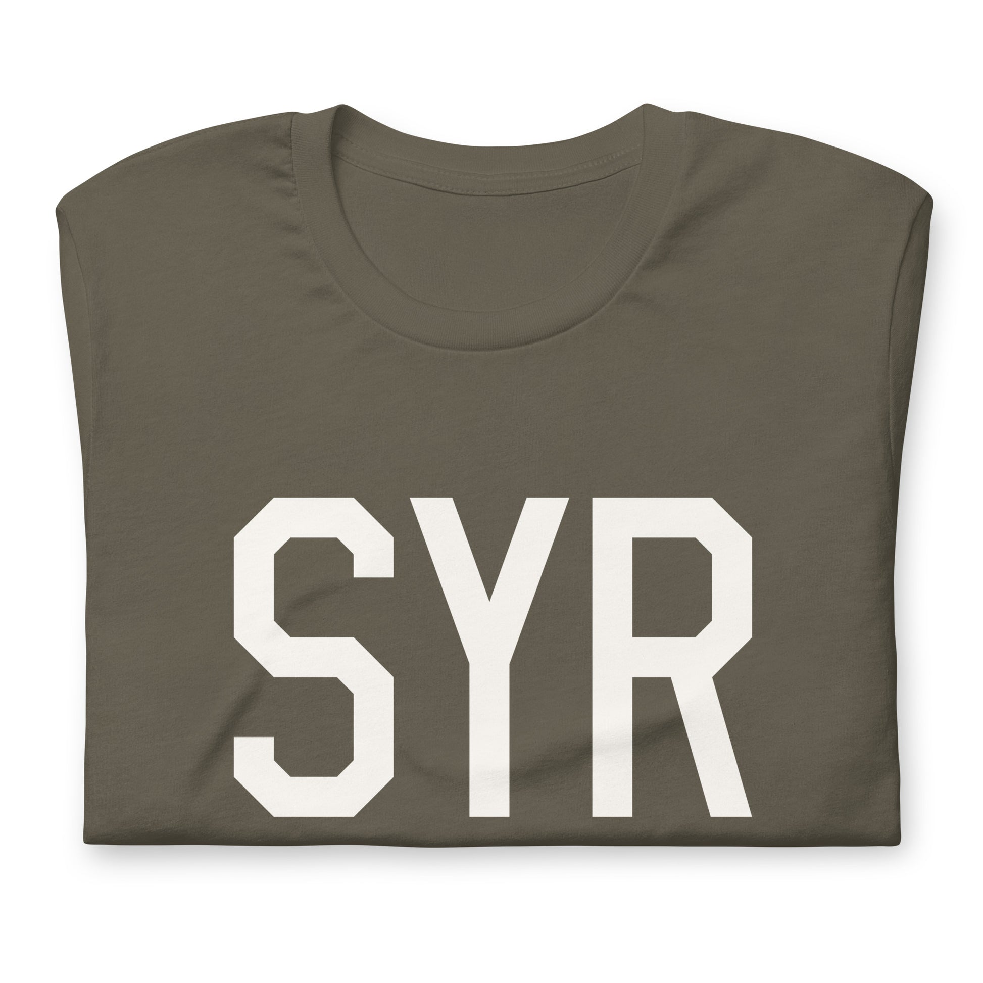 Airport Code T-Shirt - White Graphic • SYR Syracuse • YHM Designs - Image 03