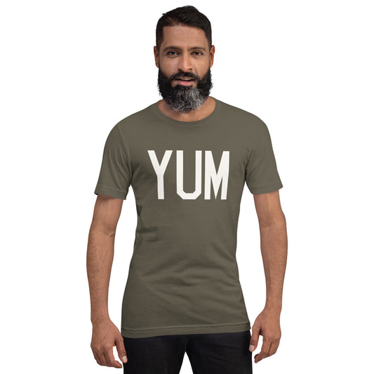 Airport Code T-Shirt - White Graphic • YUM Yuma • YHM Designs - Image 01
